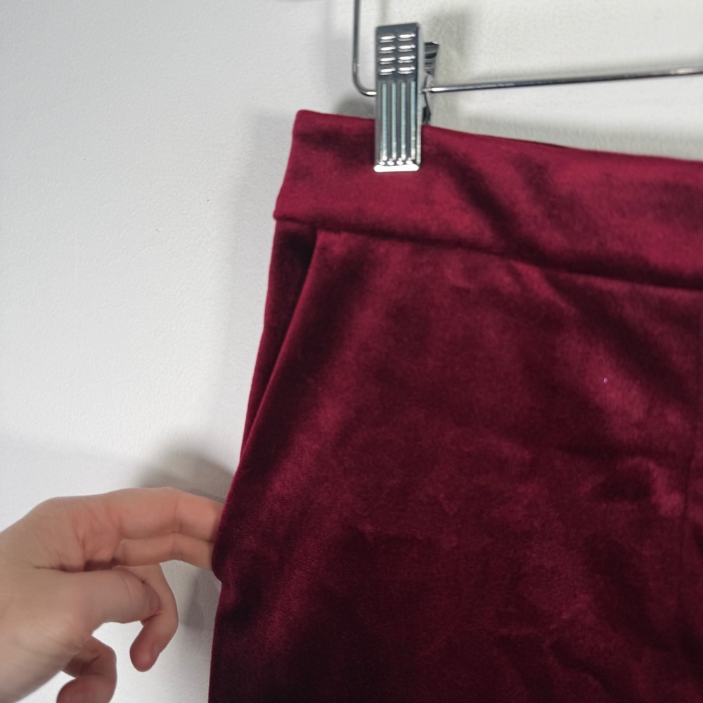 Express Editor Straight Super High Rise Maroon Velvet Dress Pants Womens 6 - Picture 10 of 13